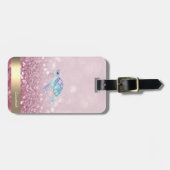 Moderne Glitter Turtle Glitter Bokeh Bagagelabel (Voorkant horizontaal)