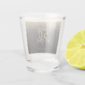 Moderne glitter zwart en goud 50e verjaardag  shot glas (Achterkant)