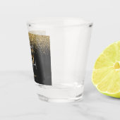 Moderne glitter zwart en goud 50e verjaardag  shot glas (Rechts)