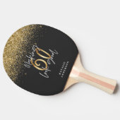 Moderne glitter zwart en goud 60ste verjaardag tafeltennisbatje (Zijkant)