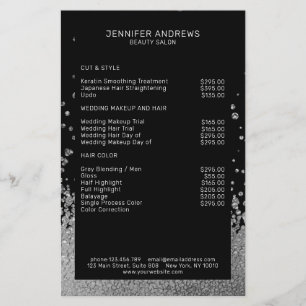 Moderne Glitterdruppel Zilver Zwart Flyer