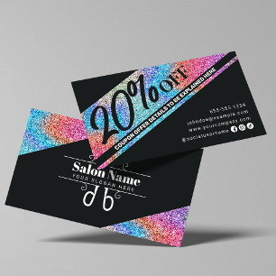 Moderne Glitterende Glans & Zwarte Kapsalon Kortingskaartje