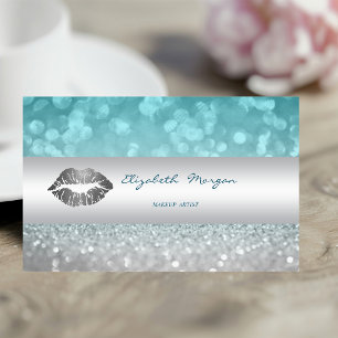 Moderne Glitterige Bokeh, Zilveren Lippen Visitekaartje