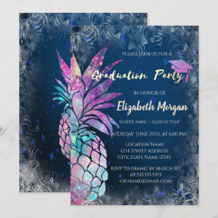 Moderne glitters eindexamenhoed, ananas kaart
