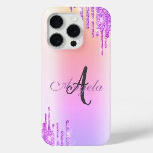 Moderne glitterschijven, Ombre, Monogram iPhone 15 Pro Case