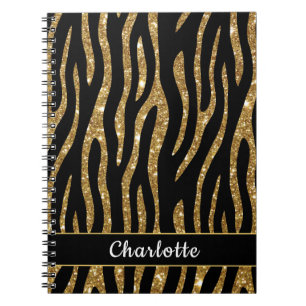 Moderne Glittery Gold Tiger Stripe Notitieboek