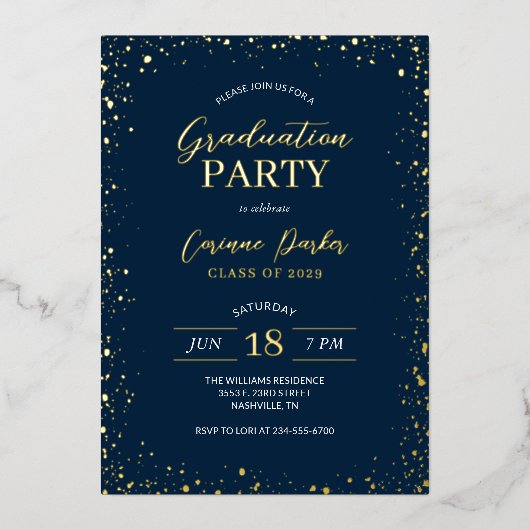 Moderne Glitz Graduation Party Foil Invitation (Recto)