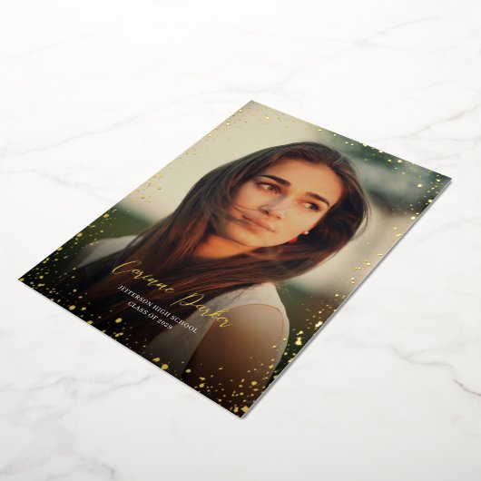 Moderne Glitz Graduation Photo Faire-part d'huile (Rotation)