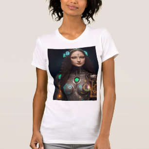 Moderne gloeiende cyborg mona t-shirt