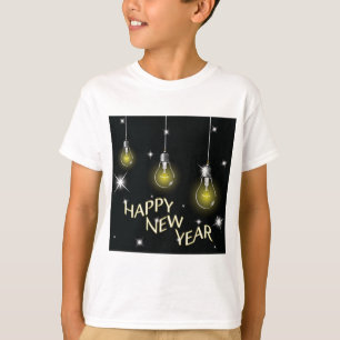 Moderne gloeilampen Gelukkig Nieuwjaar T-shirt