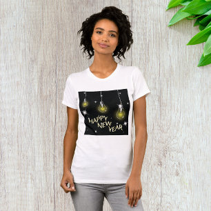 Moderne gloeilampen Gelukkig Nieuwjaar T-shirt