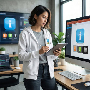 Moderne glossy informatie symbolen hoodie