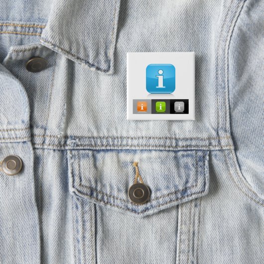 Moderne glossy informatie symbolen vierkante button 5,1 cm (In situ)