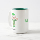 Moderne Goede Geluk Elf met Script en Monogram Mok (Voorkant links)