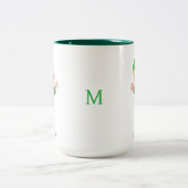 Moderne Goede Geluk Elf met Script en Monogram Mok (Center)