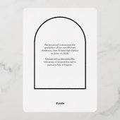 Moderne Gold Arch Foto Afstuderen Aankondiging (Achterkant)