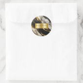 Moderne Gold Black en White Marble QR Code Ronde Sticker (Tas)