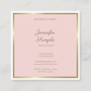 Moderne Gold Blush Pink Calligraphy Script Luxe Vierkante Visitekaartje