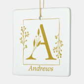 Moderne Gold Botanical Letter A op maat Keramisch Ornament (Links)