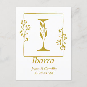 Moderne Gold Botanical Letter I - Aangepast Briefkaart