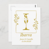 Moderne Gold Botanical Letter I - Aangepast Briefkaart (Voorkant / Achterkant)