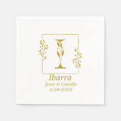 Moderne Gold Botanical Letter I-papier Servet (Voorkant)