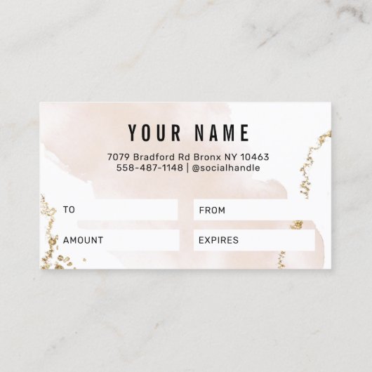 Moderne Gold Cadeaubon Visitekaartje (Achterkant)
