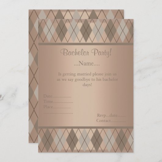 MODERNE GOLD DIAMONDS BACHELOR INVITATION PARTI (Devant / Derrière)