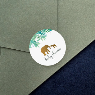 Moderne Gold Elephant Family Baby shower Ronde Sticker