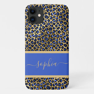 Moderne Gold- en Royal Leopard-printer op maat  iPhone 11 Hoesje