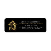 Moderne Gold- en zwarte reinigingsservices Etiket (Voorkant)