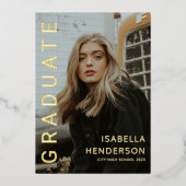 Moderne Gold Foil 2 Photo Graduation Faire-part (Recto)