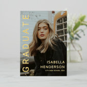 Moderne Gold Foil 2 Photo Graduation Faire-part (Debout devant)