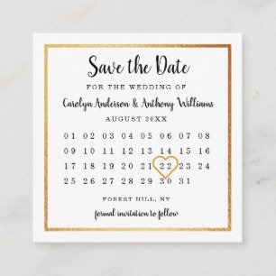 Moderne Gold Foil-kalender bespaart de datum Informatiekaartje