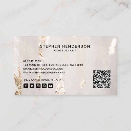 Moderne Gold Foil-Logo, sociale media en QR-code Visitekaartje (Achterkant)