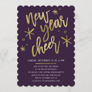 Moderne Gold Foil Nieuwjaarsfeest uitnodiging