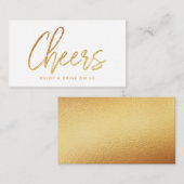 Moderne Gold Foil Script "Cheers"-Drink Ticket Informatiekaartje (Voorkant / Achterkant)
