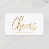 Moderne Gold Foil Script "Cheers"-Drink Ticket Informatiekaartje (Voorkant)
