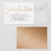 Moderne Gold Foil Script Evening Event Ticket Informatiekaartje (Voorkant / Achterkant)