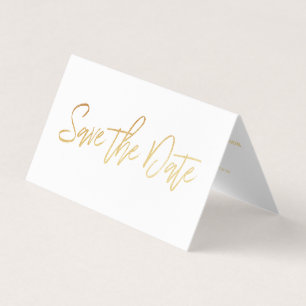 Moderne Gold Foil Script Photo Save the Date Card Visitekaartjes
