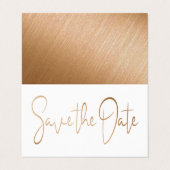 Moderne Gold Foil Script Photo Save the Date Card Visitekaartjes (Buitenkant ongevouwen)