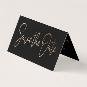 Moderne Gold Foil Script Photo Save the Date Card Visitekaartjes