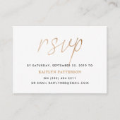 Moderne Gold Foil Script RSVP Informatiekaartje (Voorkant)
