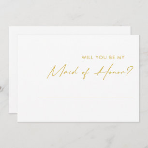 Moderne Gold Font Maid of Honor proposal card Kaart