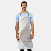 Moderne Gold Glitter Hair Stylist Script Naam Schort (Gedragen)