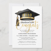 Moderne Gold Glitter Script Simple AFSTUDEERDER Pa Aankondiging (Voorkant)