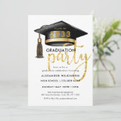 Moderne Gold Glitter Script Simple AFSTUDEERDER Pa Kaart (Staand voorkant)
