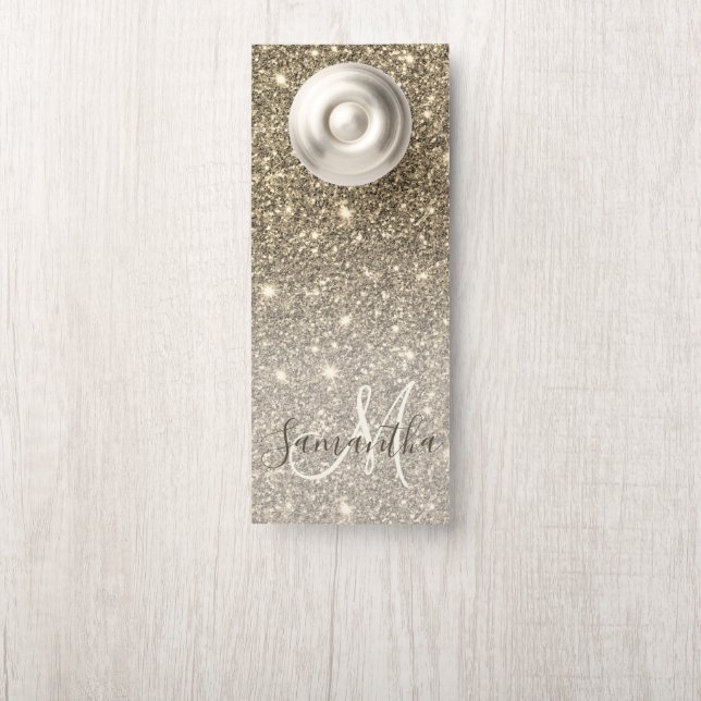 Moderne Gold Glitter Sparkles Personalized Name (Op knop)