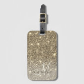 Moderne Gold Glitter Sparkles Personalized Name Bagagelabel (Voorkant (verticaal))