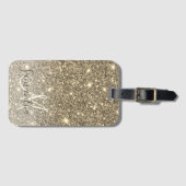 Moderne Gold Glitter Sparkles Personalized Name Bagagelabel (Voorkant (horizontaal))